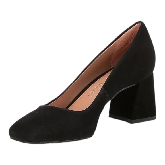 Gianni Bini Catallo Retro Black Suede Low Block Heels Pumps Size 9 - Picture 1 of 11